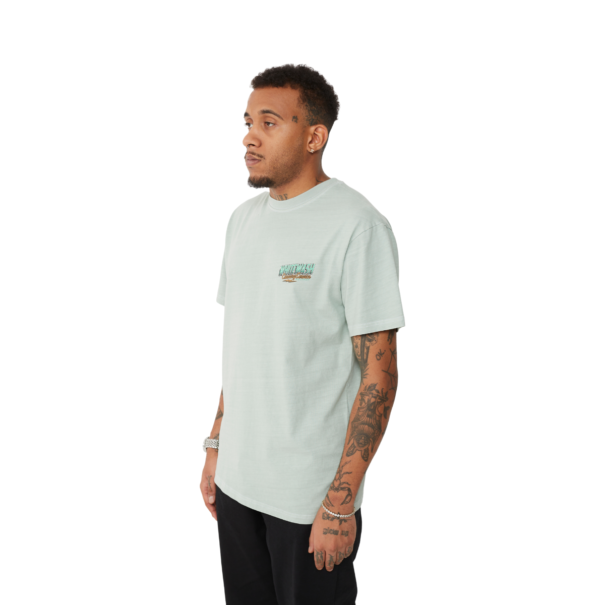 Polypop Whitewash Pale Green Regular Fit T-Shirt