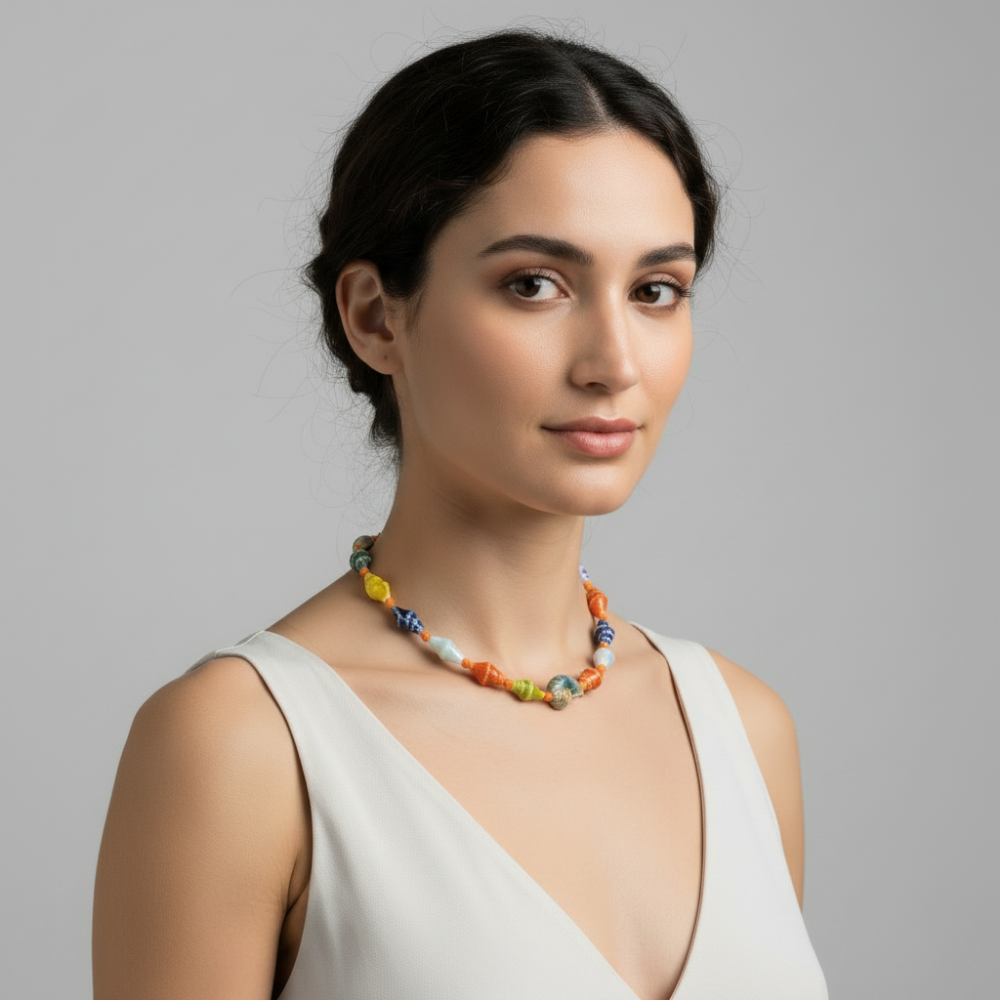 Sewgi.Art Hand Made Orta Renkli Deniz Esintisi Kolye 0004