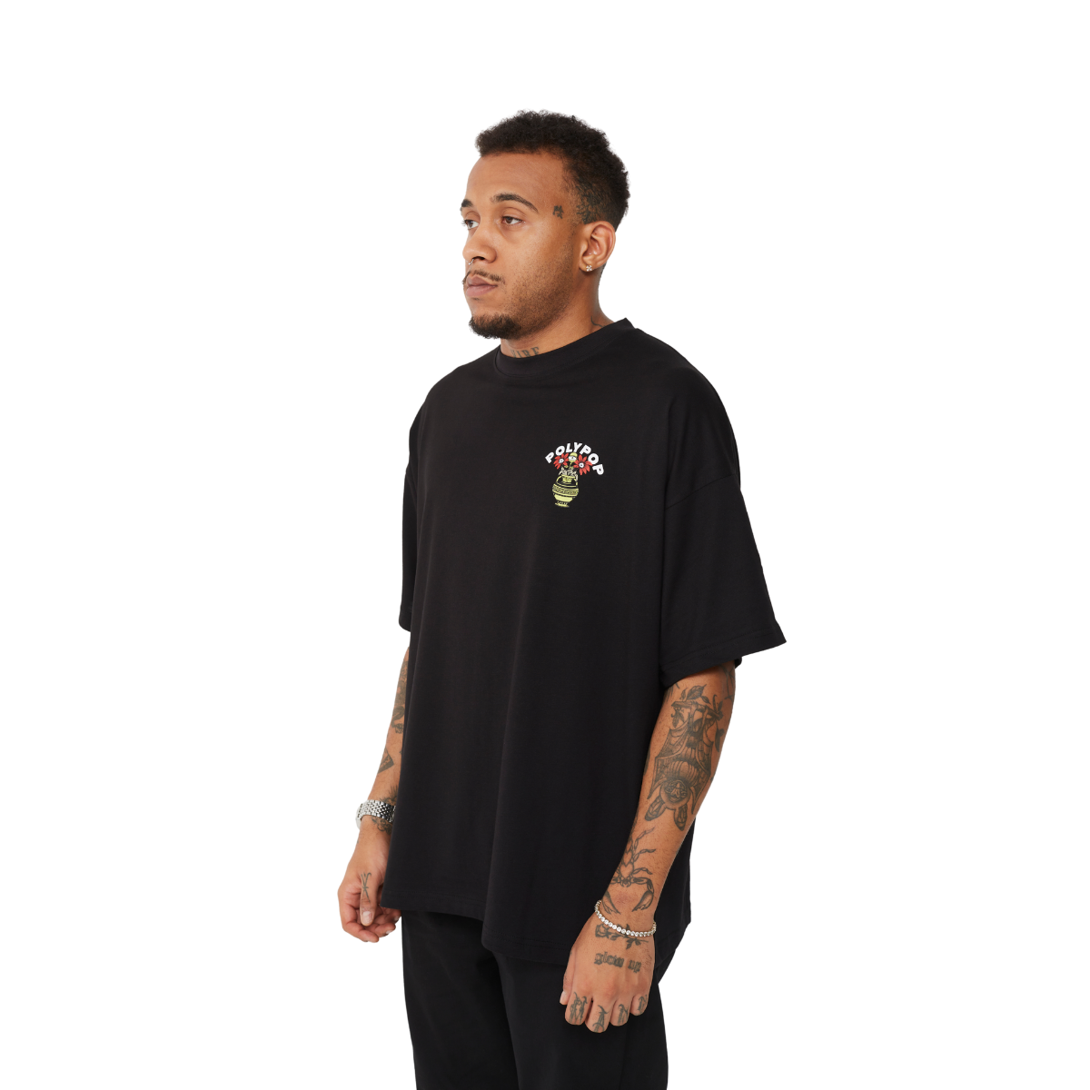 Polypop "Vase" Oversize Boxy Fit Siyah T-Shirt