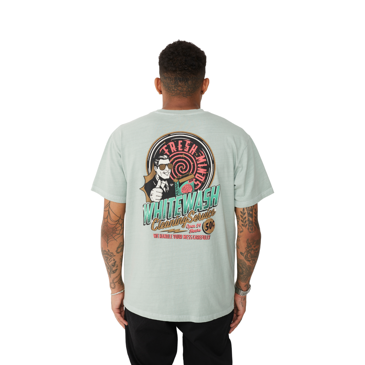 Polypop Whitewash Pale Green Regular Fit T-Shirt