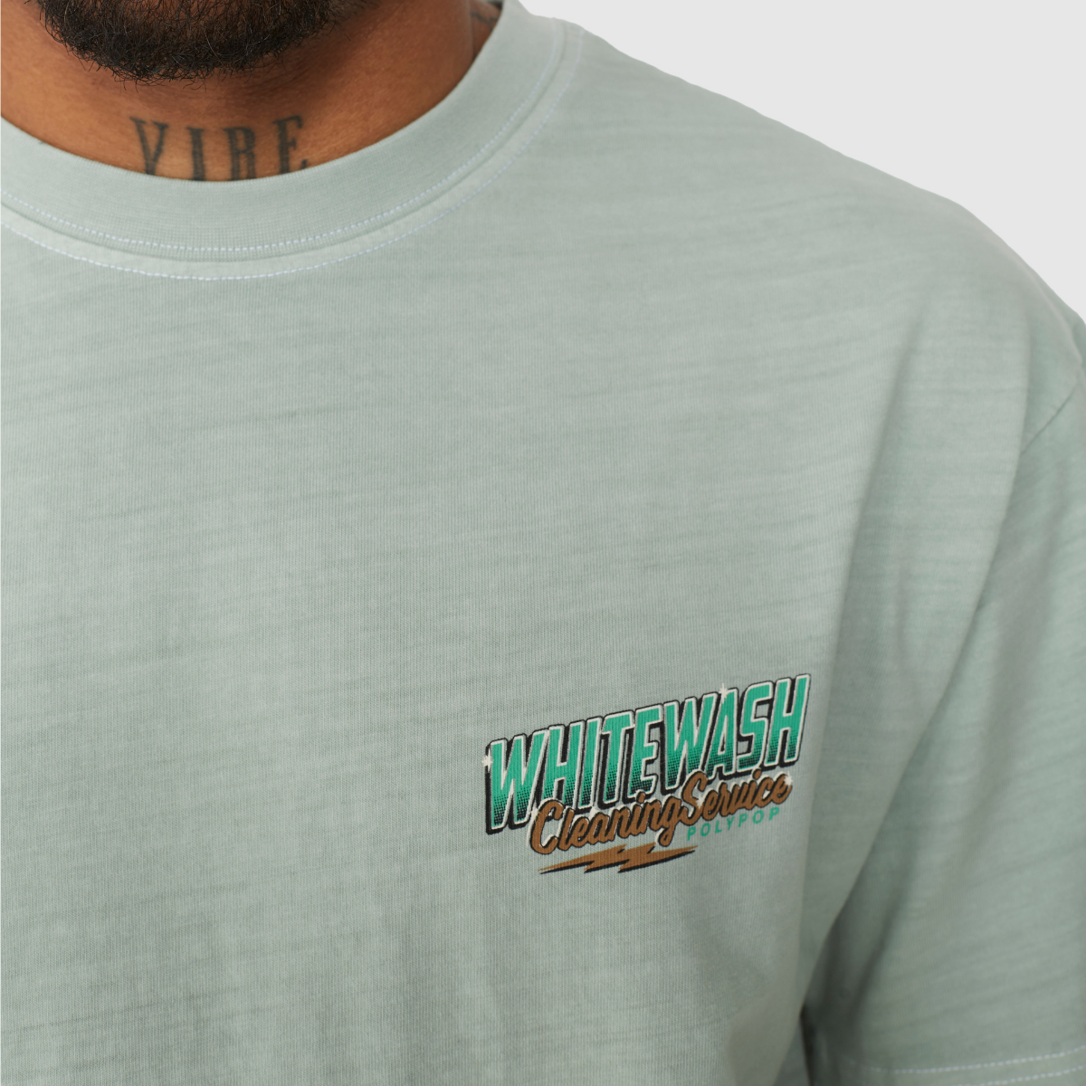 Polypop Whitewash Pale Green Regular Fit T-Shirt