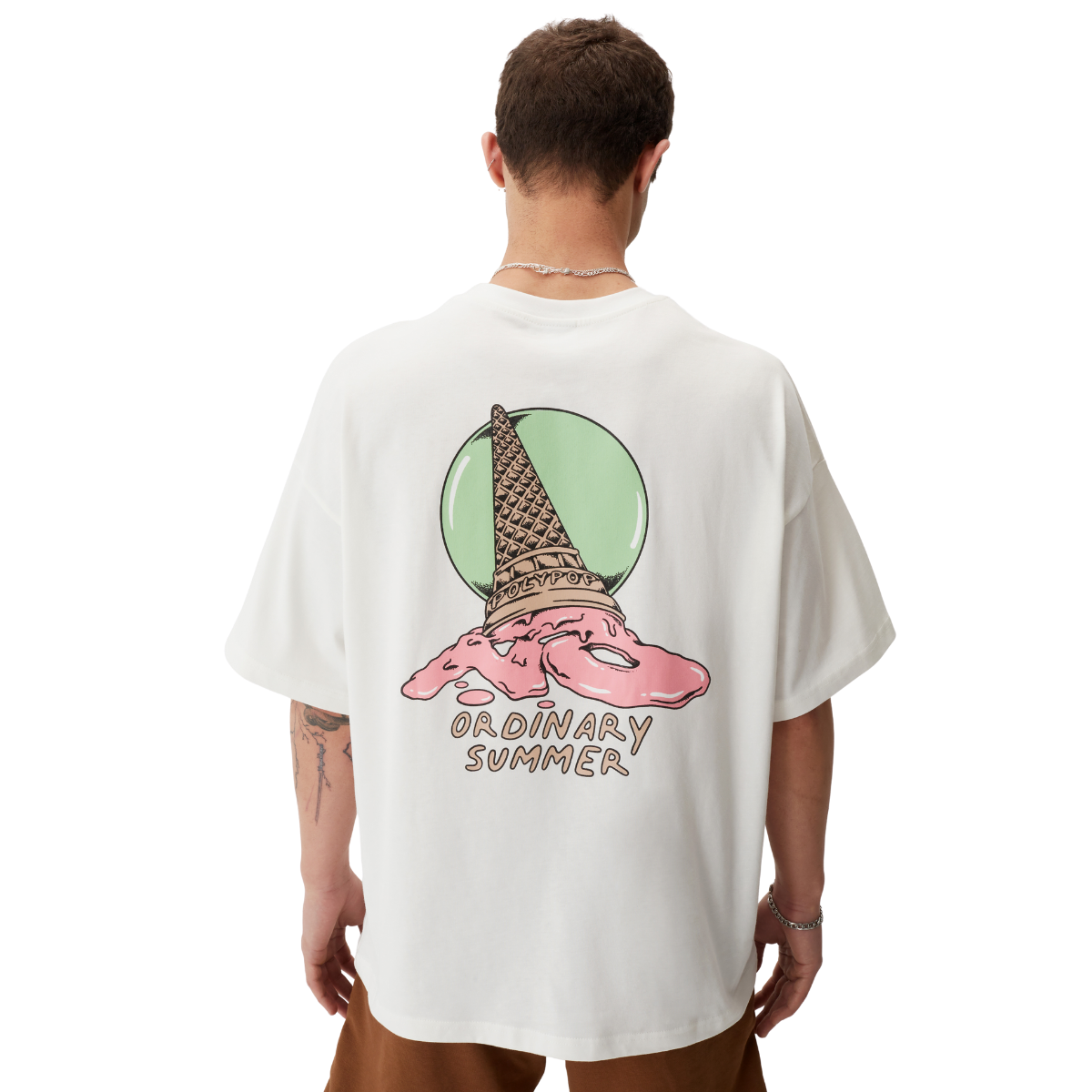 Polypop No Ordinary Summer Ecru Boxy Fit T-Shirt