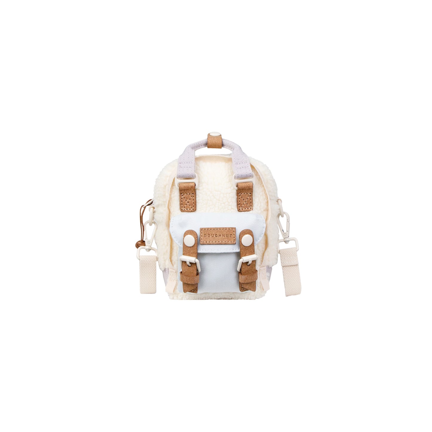 Doughnut Macaroon Tiny Fluffy Serisi Krem x Açık Mavi x Pudra Mor Unisex Omuz Çantası