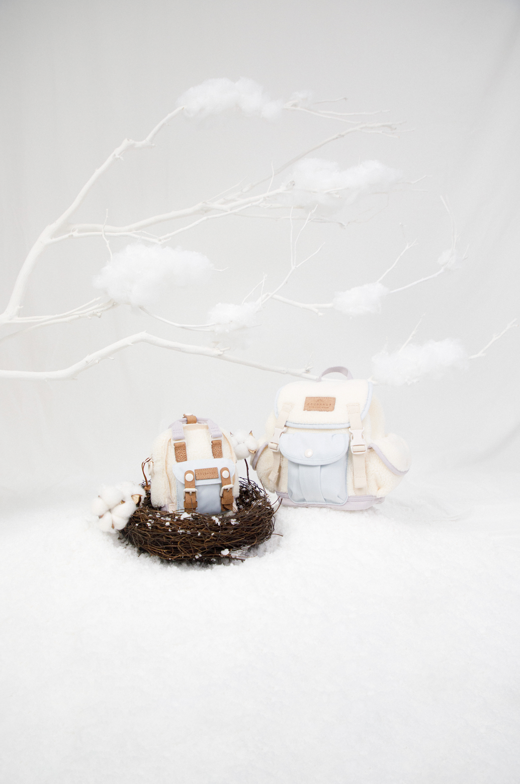 Doughnut Macaroon Tiny Fluffy Serisi Krem x Açık Mavi x Pudra Mor Unisex Omuz Çantası
