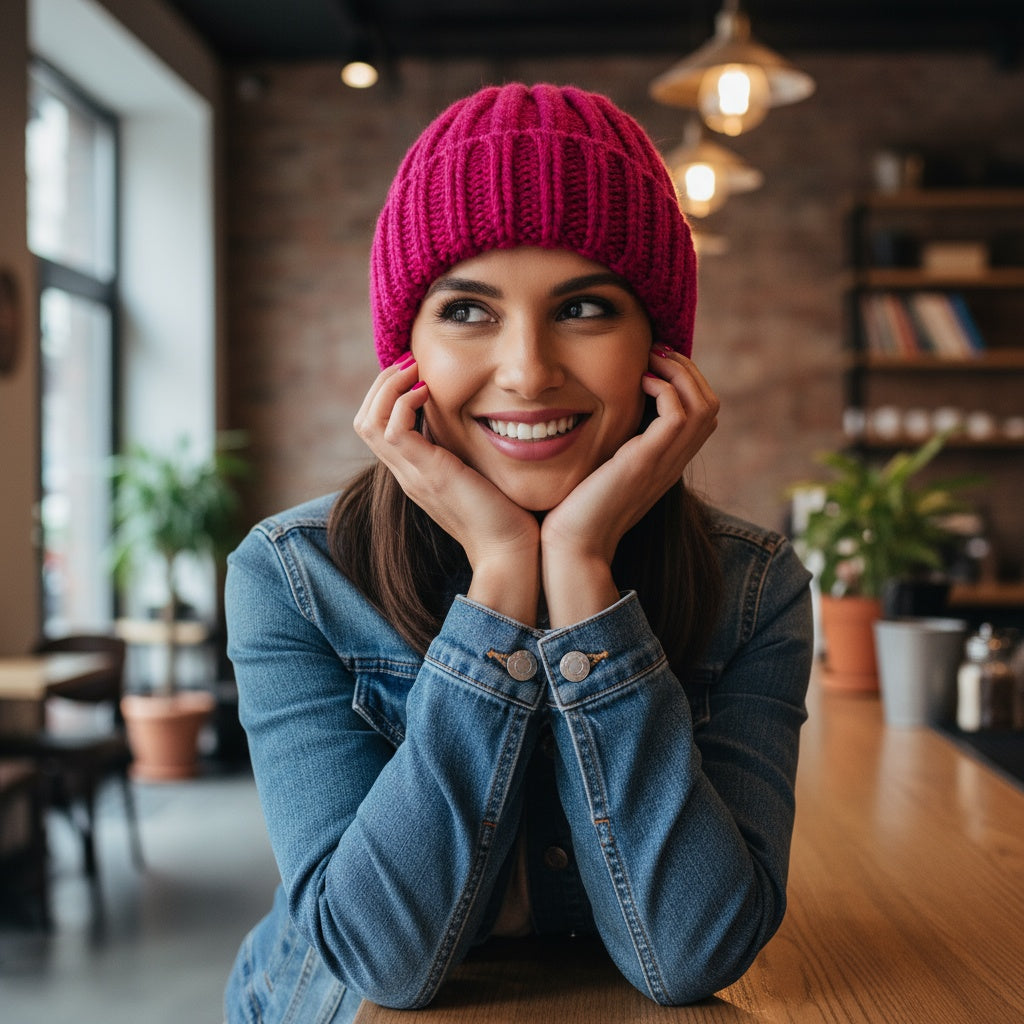 e-fash W1 Yünlü Bere Parlak Pembe