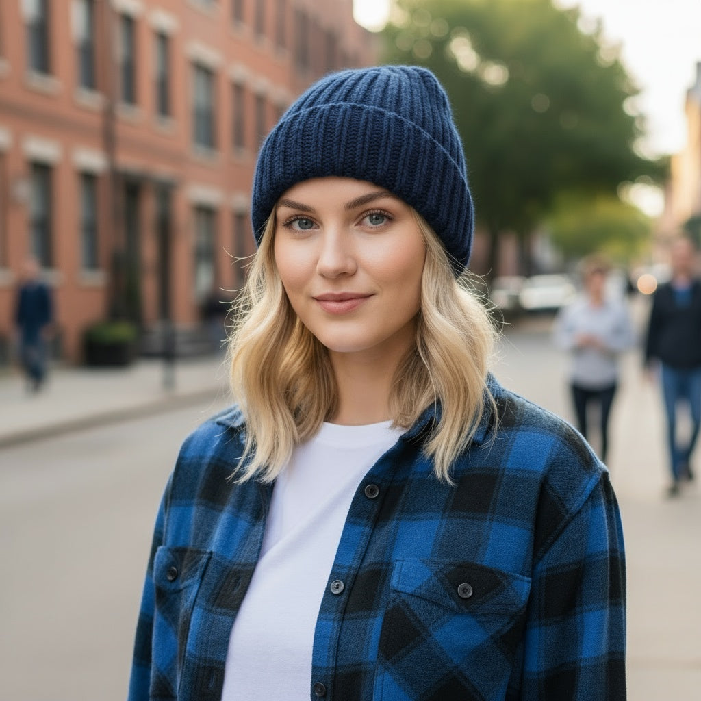 e-fash W1 Yünlü Bere Saks Mavi