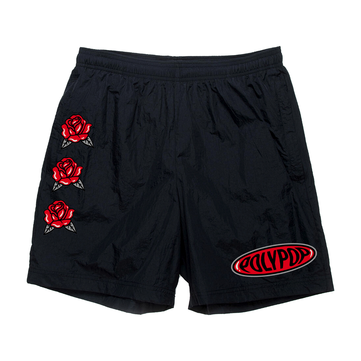 Polypop "Roses" Crinkle Siyah Şort