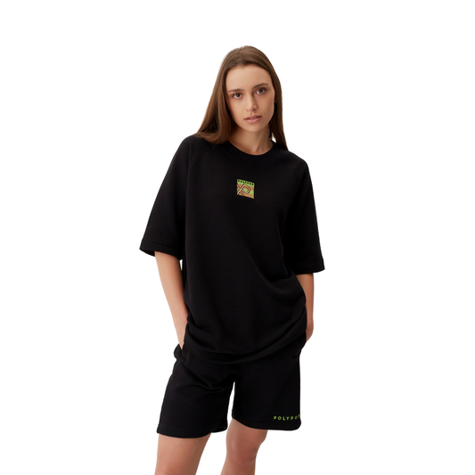 Polypop Siyah Oversize Heavy Unisex T-Shirt