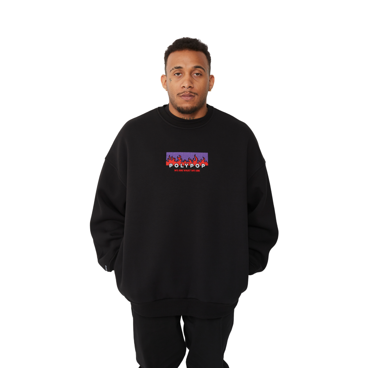 Polypop Fire Siyah Unisex Sweatshirt