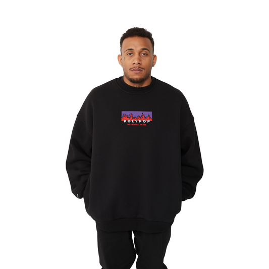 Polypop Fire Siyah Unisex Sweatshirt