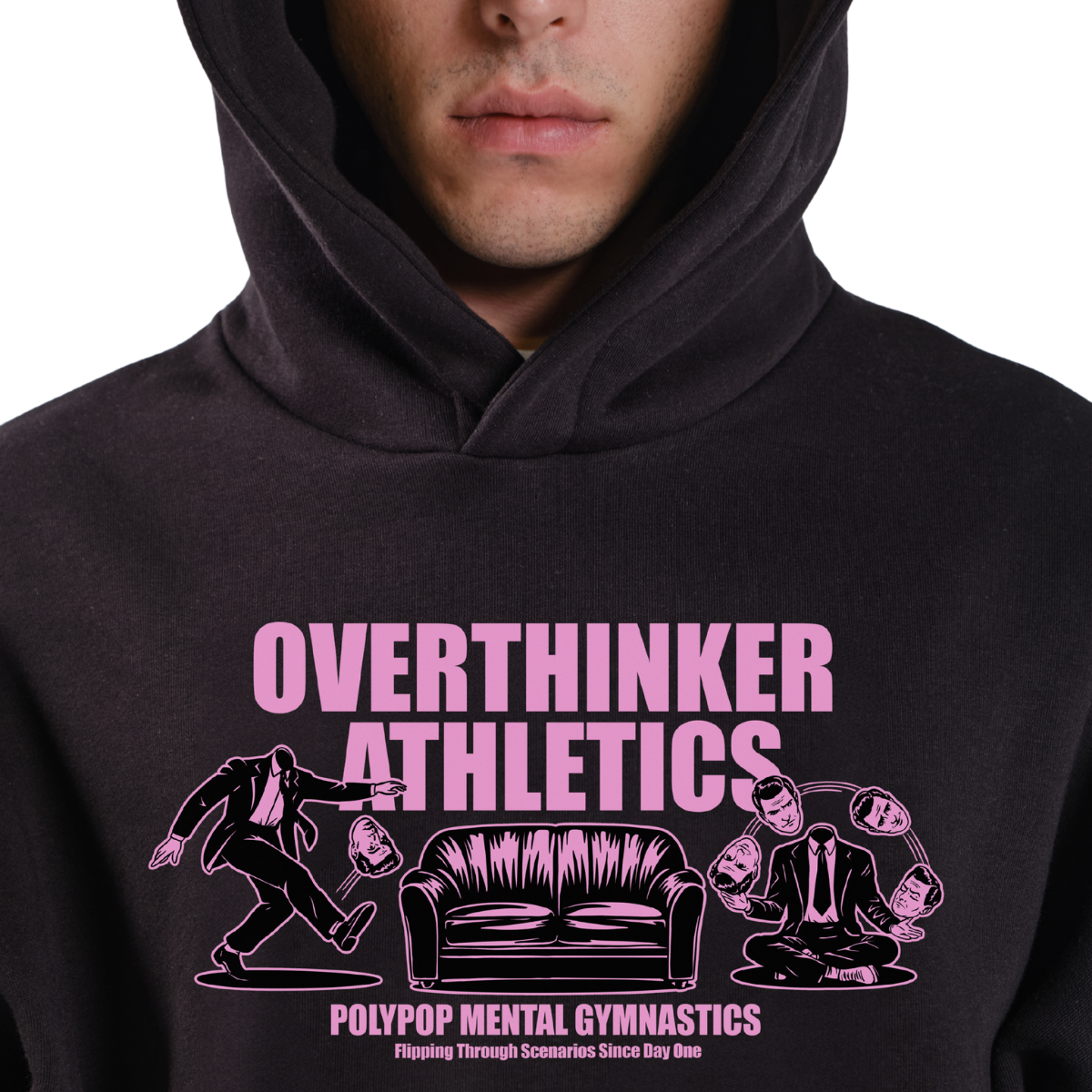 Polypop Overthinker Siyah Unisex Hoodie