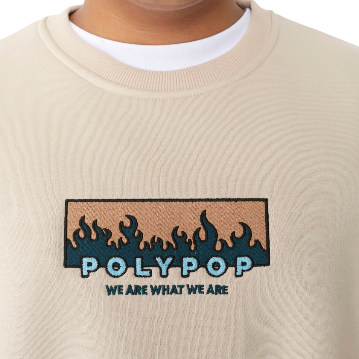 Polypop Fire Bej Unisex Sweatshirt