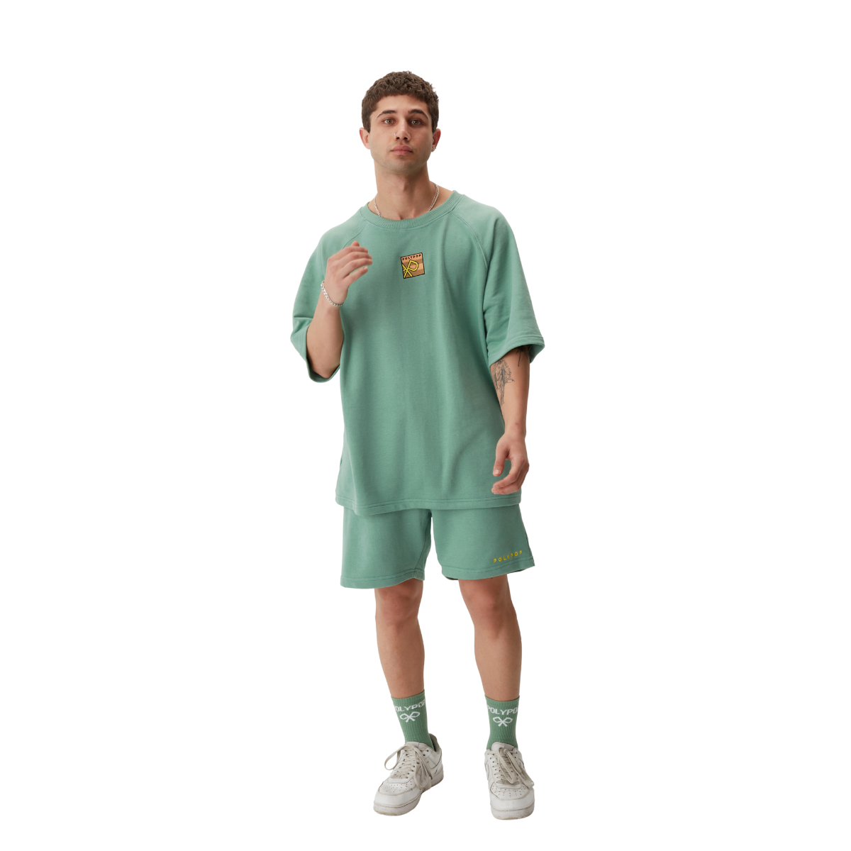 Polypop Yeşil Oversize Heavy Unisex T-Shirt