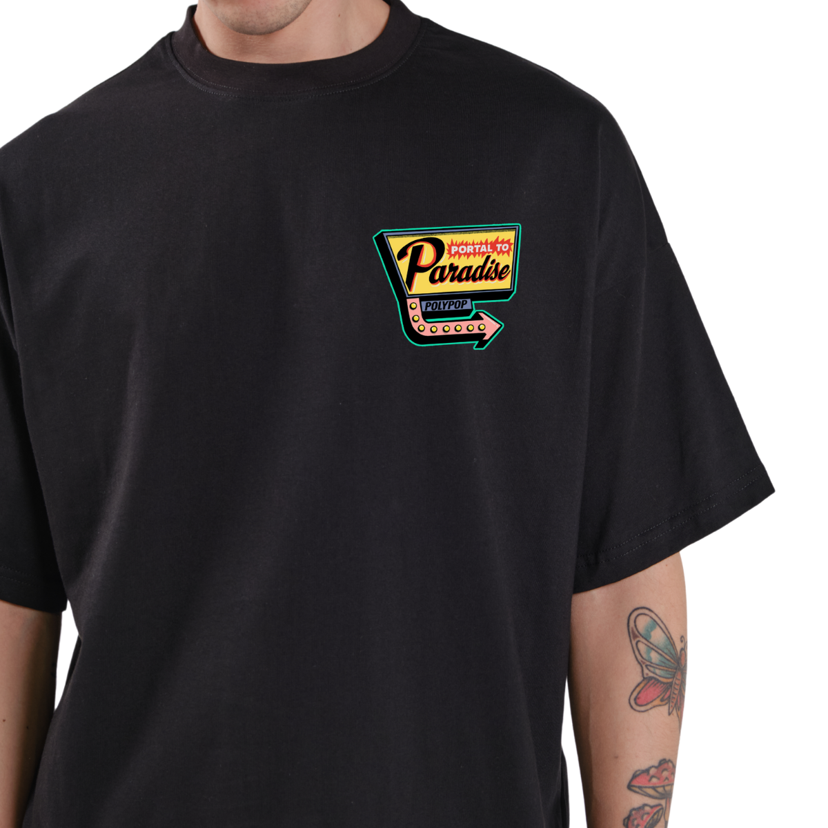 Polypop Portal to Paradise Siyah Unisex T-Shirt