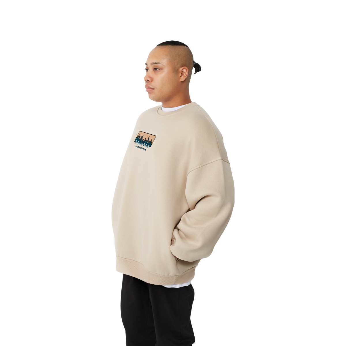 Polypop Fire Bej Unisex Sweatshirt