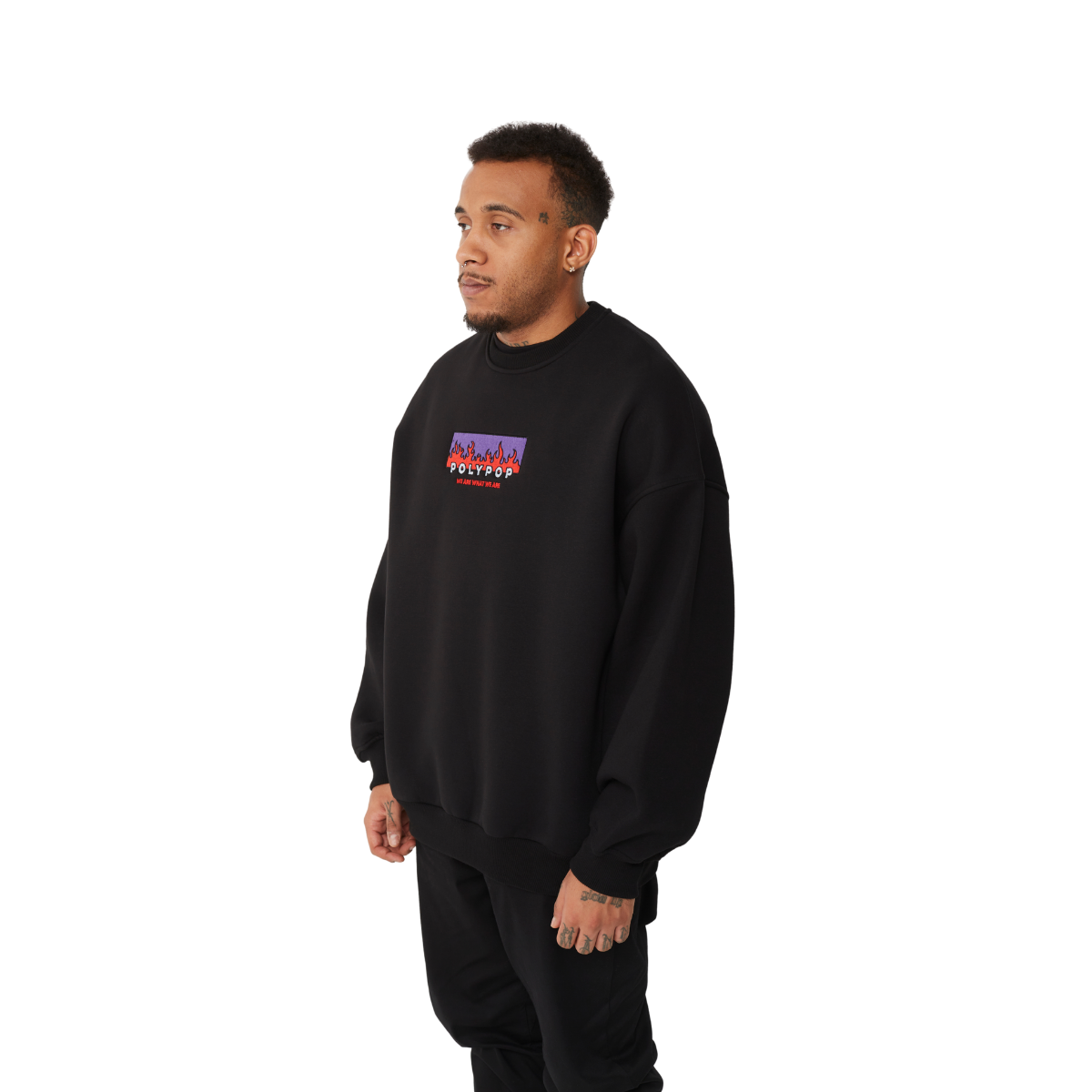 Polypop Fire Siyah Unisex Sweatshirt
