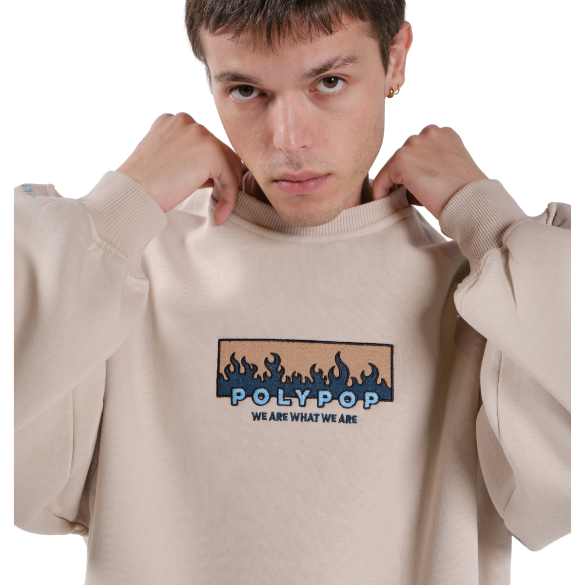 Polypop Fire Bej Unisex Sweatshirt