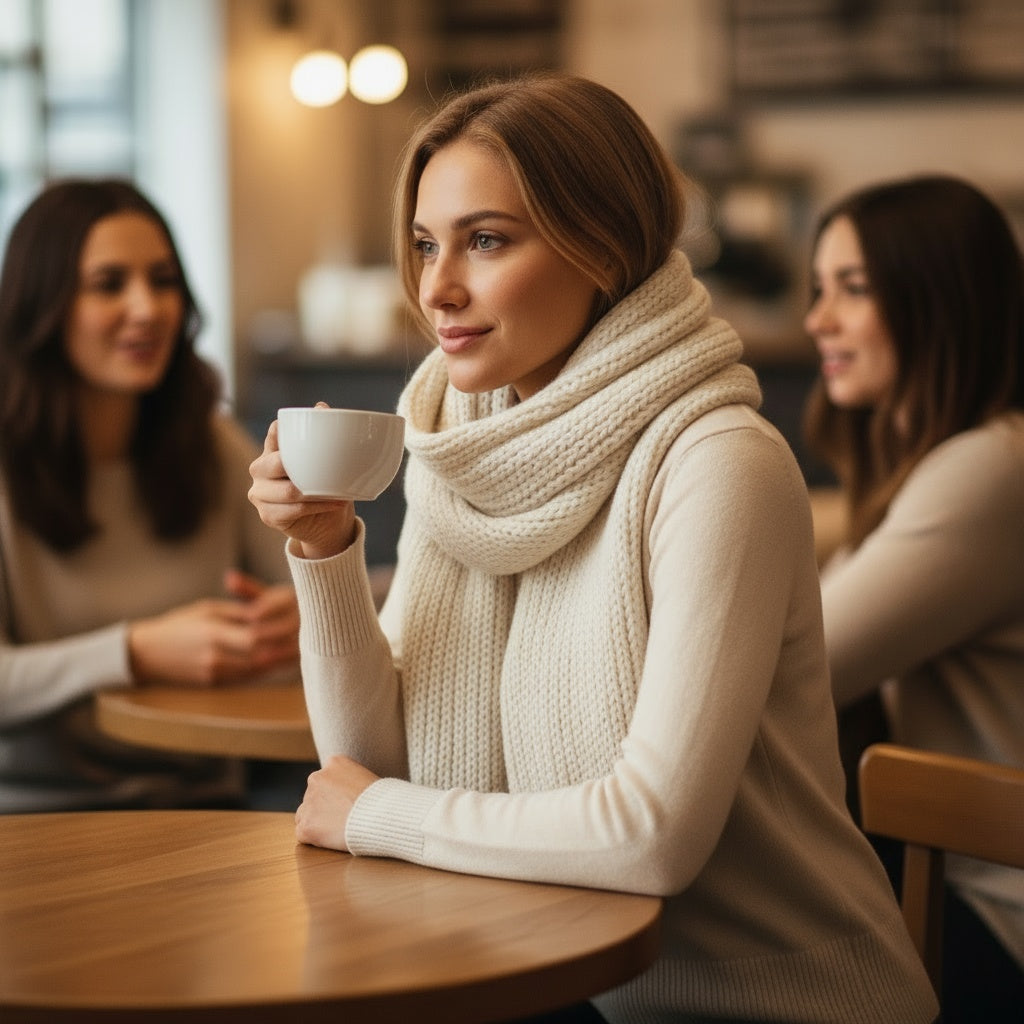 e-fash W1 Yünlü Atkı Krem